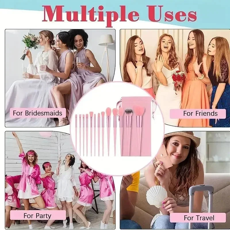 Conjunto de 13 pincéis de maquilhagem com cerdas sintéticas de nylon premium - macios, delicados e livres de crueldade para uma base, blush e pó impecáveis.