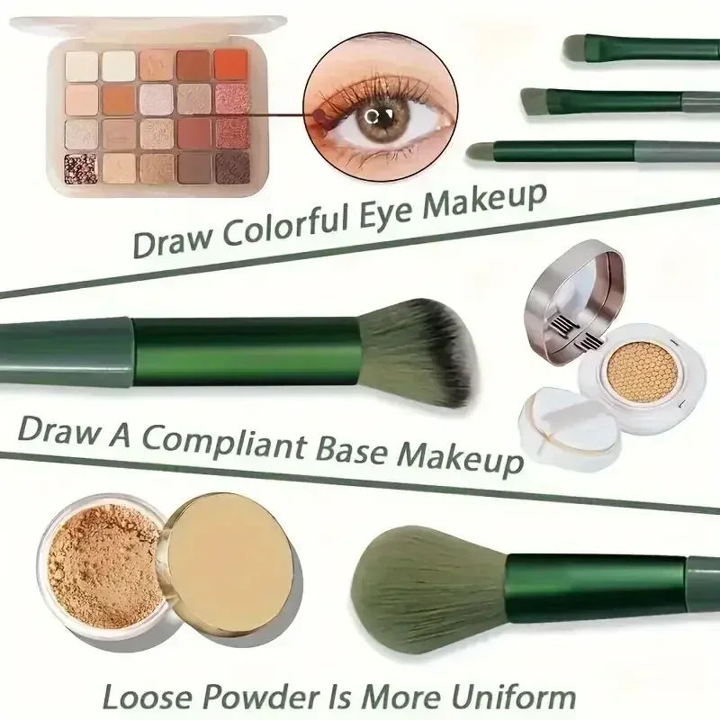 Conjunto de 13 pincéis de maquilhagem com cerdas sintéticas de nylon premium - macios, delicados e livres de crueldade para uma base, blush e pó impecáveis.