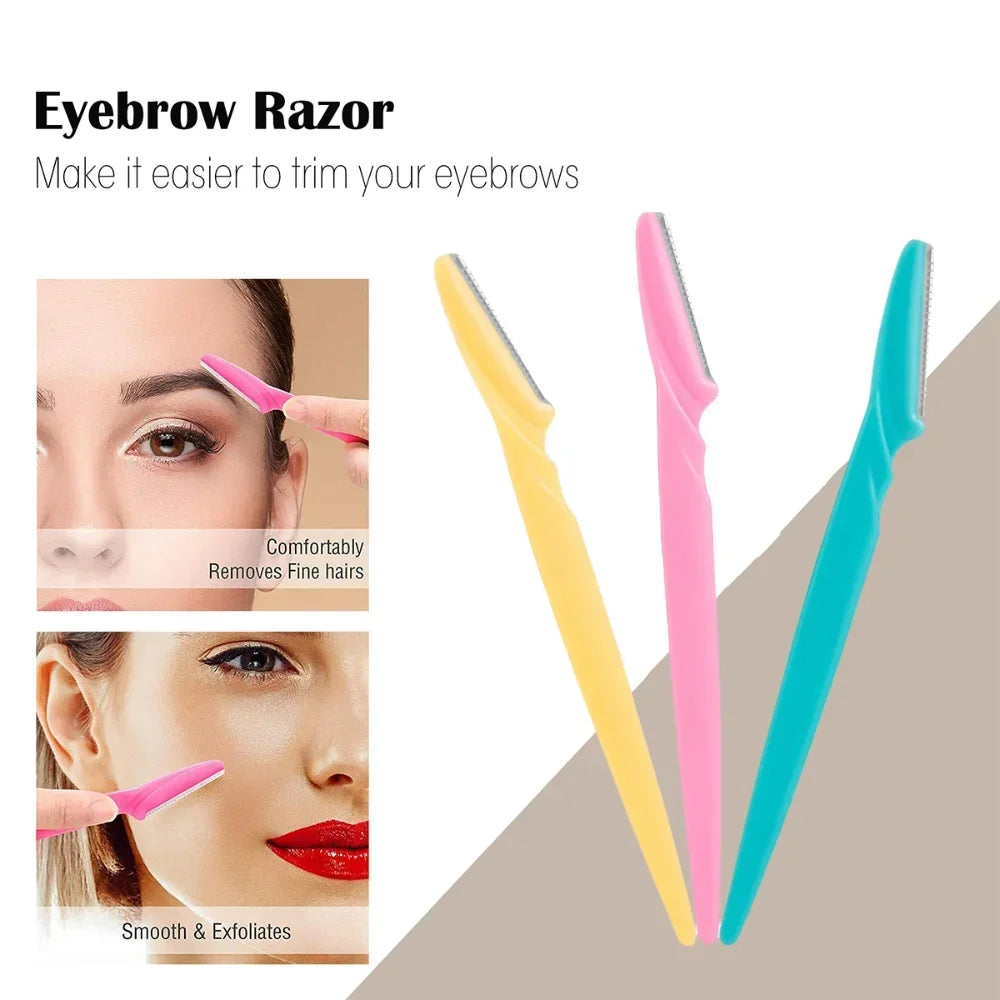 30/12/10 Pcs Eyebrow Razor Tools Random Color Set Multipurpose  And Facial Razor With Precision Cover Safety