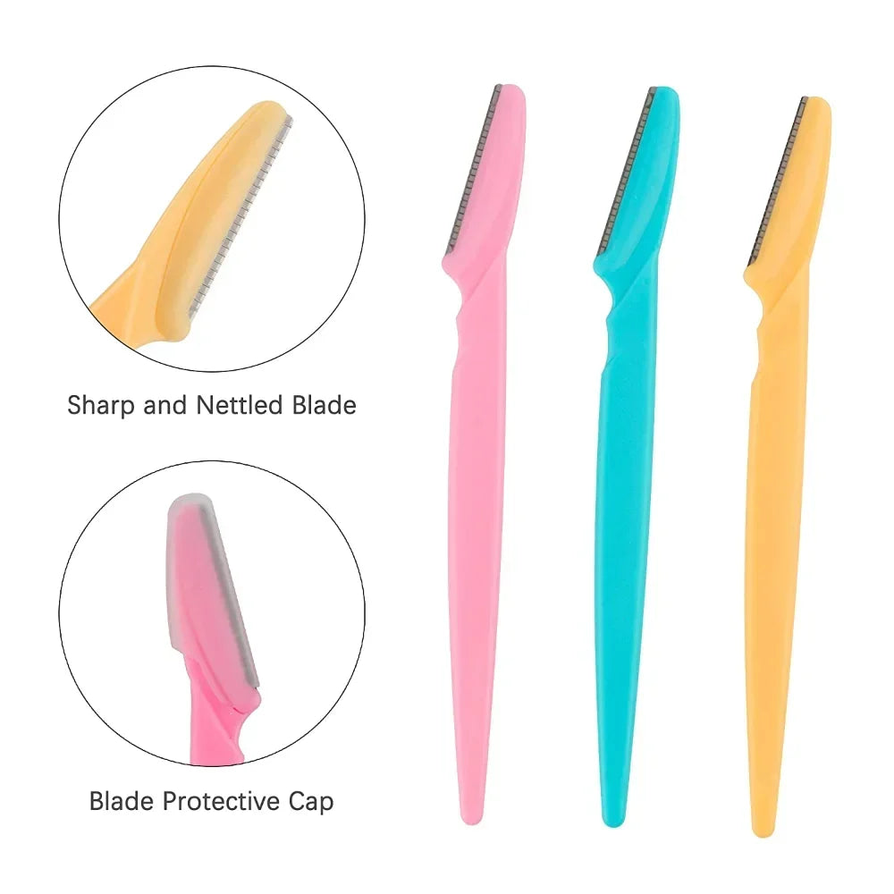 30/12/10 Pcs Eyebrow Razor Tools Random Color Set Multipurpose  And Facial Razor With Precision Cover Safety