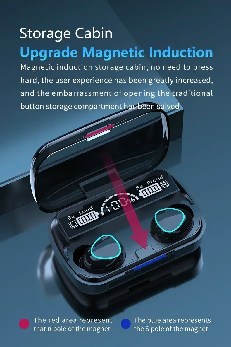 Auscultadores originais M10 Bluetooth sem fios, desportivos, estéreo, com cancelamento de ruído, microfone e altifalante, coluna de som gaming