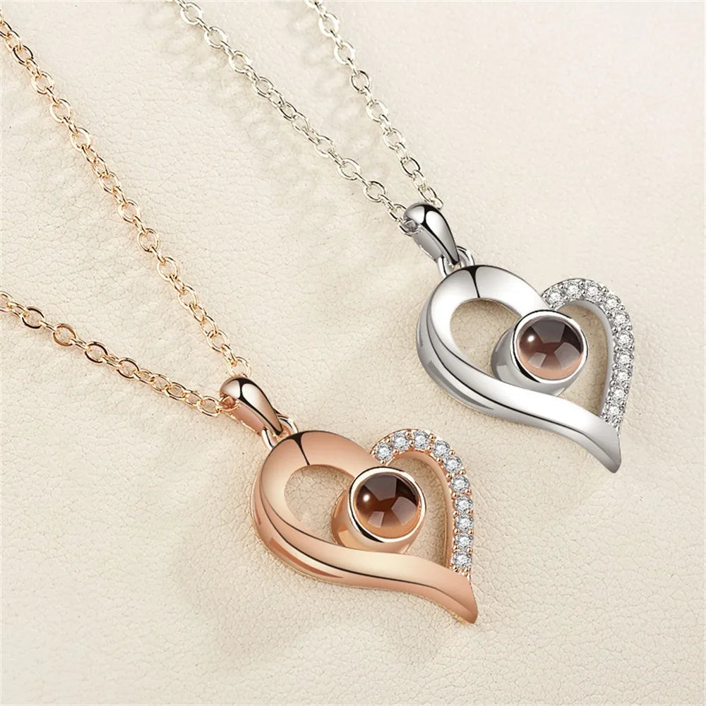 SUMENG 2025 New Couple Necklace, Symbol Of Love, Love Language Text, Gift For The Other Half Lovers' Jewelry