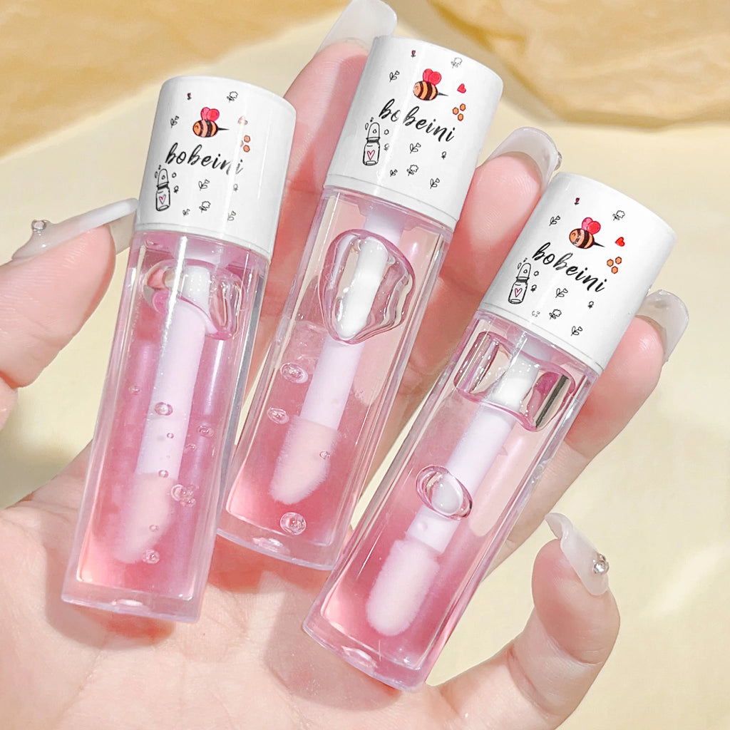 Óleo labial com brilho aquoso, óleo labial cor de mel, brilho labial hidratante e hidratante, redução das linhas labiais, maquilhagem labial com brilho aquoso
