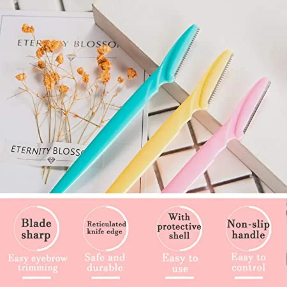 30/12/10 Pcs Eyebrow Razor Tools Random Color Set Multipurpose  And Facial Razor With Precision Cover Safety