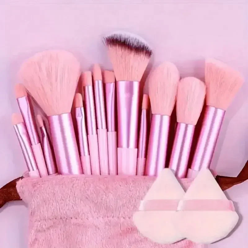 Conjunto de 13 pincéis de maquilhagem com cerdas sintéticas de nylon premium - macios, delicados e livres de crueldade para uma base, blush e pó impecáveis.