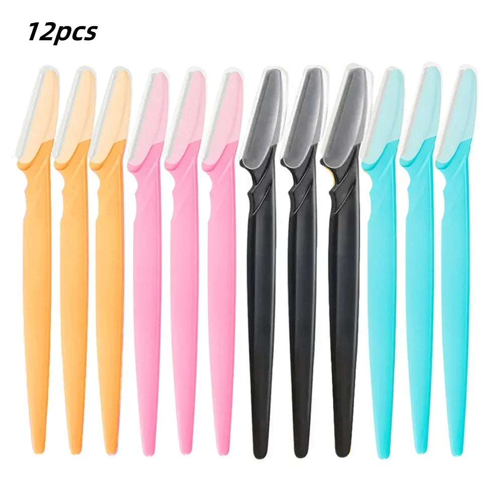 30/12/10 Pcs Eyebrow Razor Tools Random Color Set Multipurpose  And Facial Razor With Precision Cover Safety