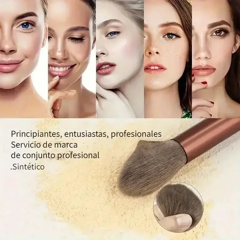 Conjunto de 13 pincéis de maquilhagem com cerdas sintéticas de nylon premium - macios, delicados e livres de crueldade para uma base, blush e pó impecáveis.