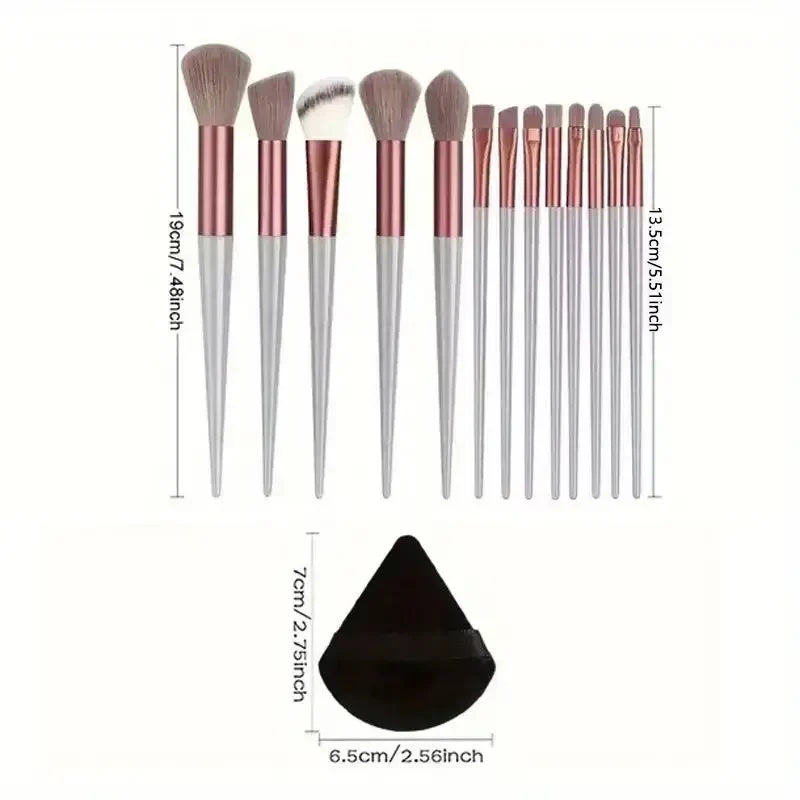 Conjunto de 13 pincéis de maquilhagem com cerdas sintéticas de nylon premium - macios, delicados e livres de crueldade para uma base, blush e pó impecáveis.